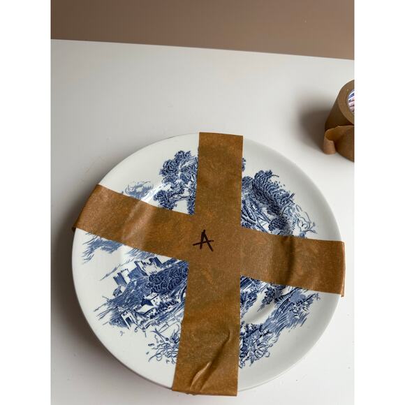 Vintage Wedgwood Dinner Plates Set of 4 Blue Transferware "Countryside" Pattern - Picture 14 of 15